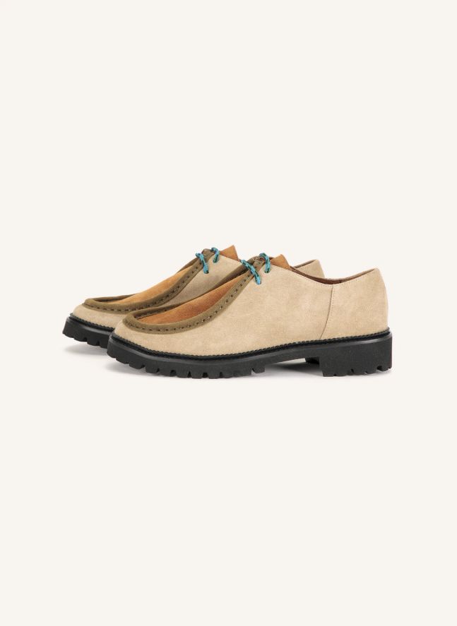Chaussures Wallabees Color Block Cuir | Beige