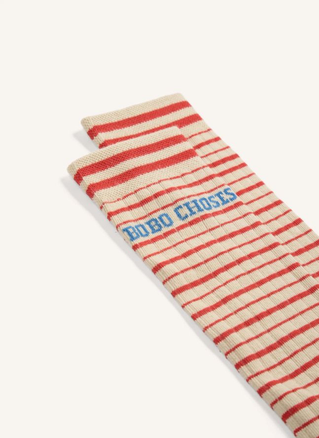 Chaussettes Rayures Coton Bio | Ecru