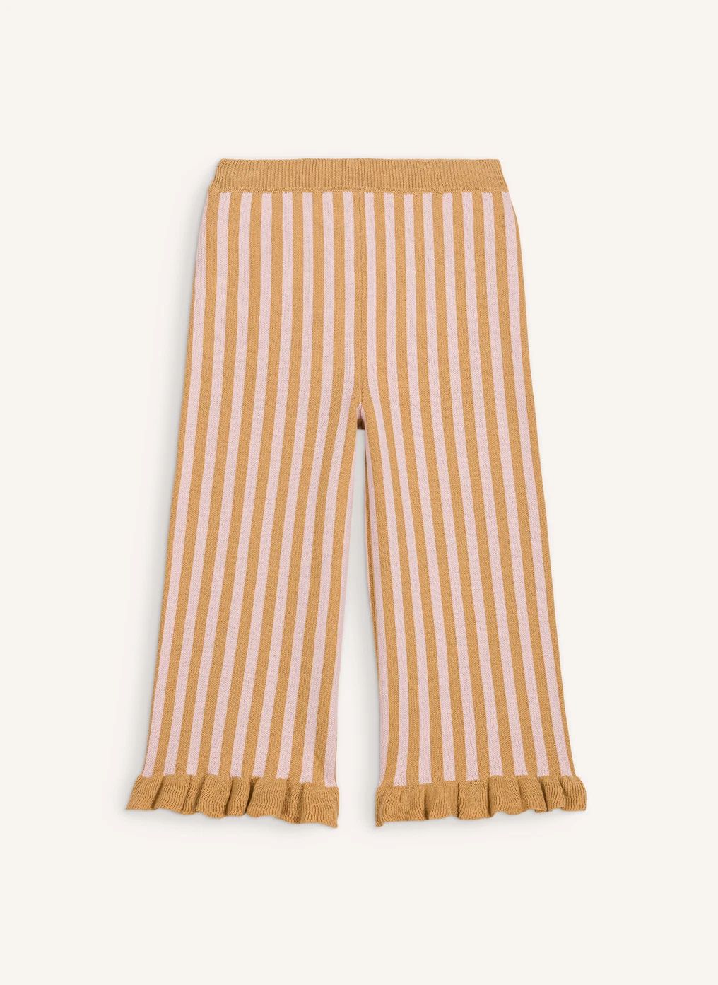 Pantalon Salia Rayé Maille | Caramel- Image produit n°0