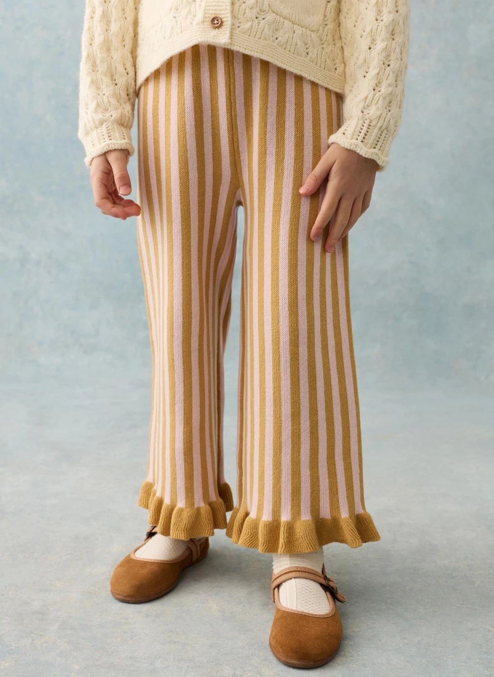 Pantalon Salia Rayé Maille | Caramel- Image produit n°2