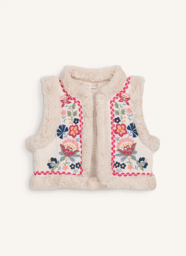 Veste Sans Manches Façon Fourrure Librana Coton Bio | Crème