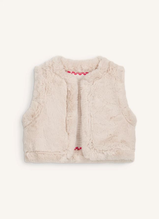 Veste Sans Manches Façon Fourrure Librana Coton Bio | Crème