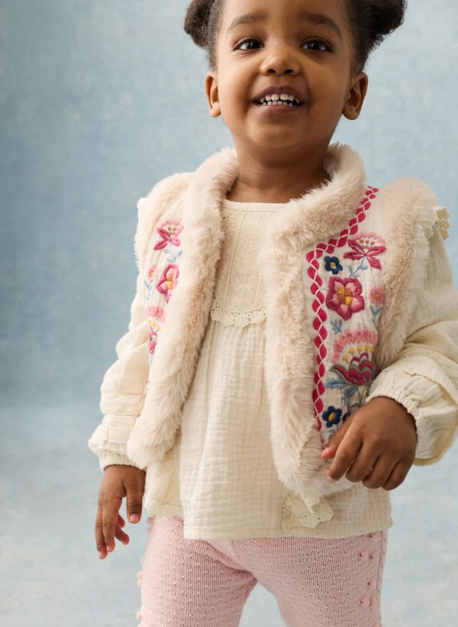 Veste Sans Manches Façon Fourrure Librana Coton Bio | Crème