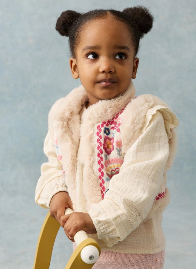 Veste Sans Manches Façon Fourrure Librana Coton Bio | Crème