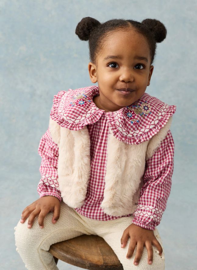 Veste Sans Manches Façon Fourrure Librana Coton Bio | Crème