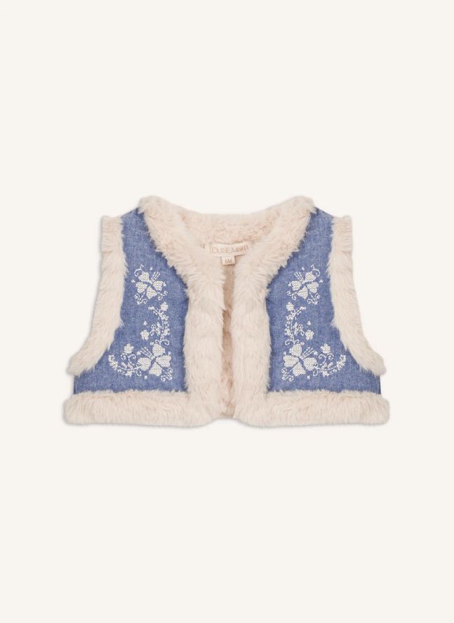 Veste Sans Manches Façon Fourrure Librana Coton Bio | Bleu