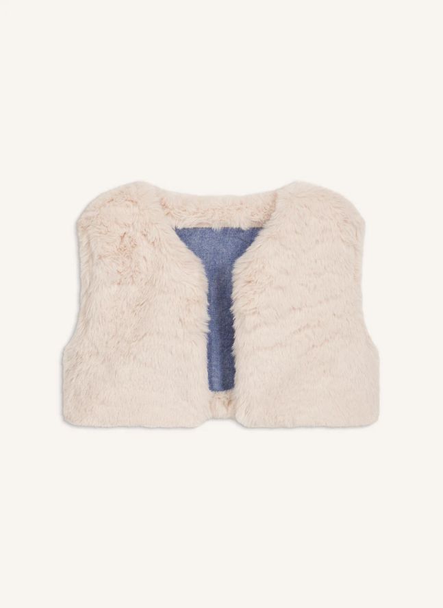 Veste Sans Manches Façon Fourrure Librana Coton Bio | Bleu