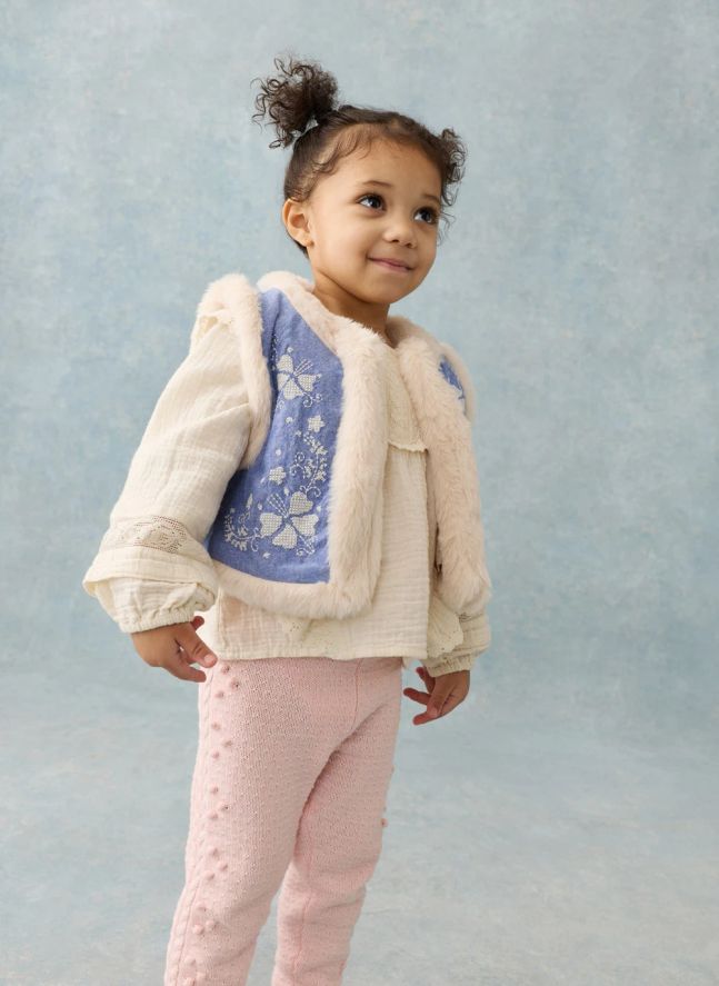 Veste Sans Manches Façon Fourrure Librana Coton Bio | Bleu