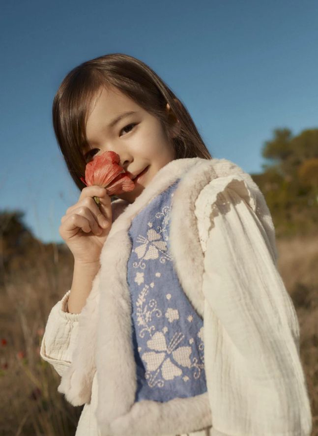 Veste Sans Manches Façon Fourrure Librana Coton Bio | Bleu