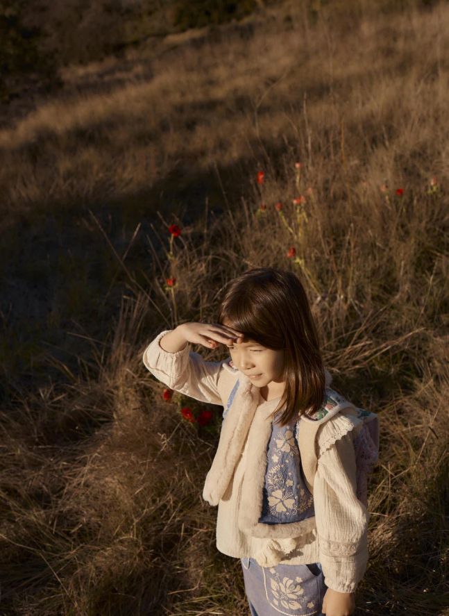 Veste Sans Manches Façon Fourrure Librana Coton Bio | Bleu