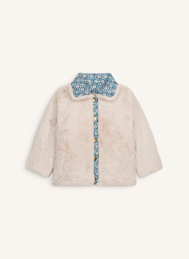 Manteau Reversible Façon Fourrure Dalilou Coton Bio | Bleu
