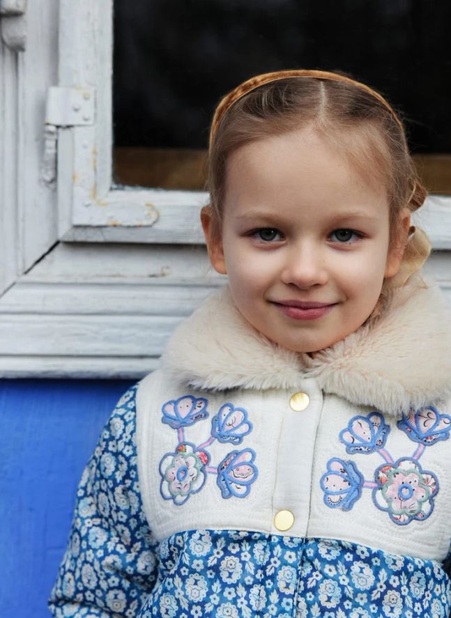 Manteau Reversible Façon Fourrure Dalilou Coton Bio | Bleu