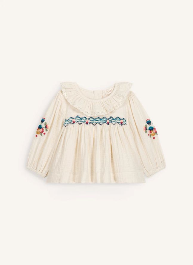 Ensemble Blouse et Bloomer Helia Gaze de Coton Bio | Crème