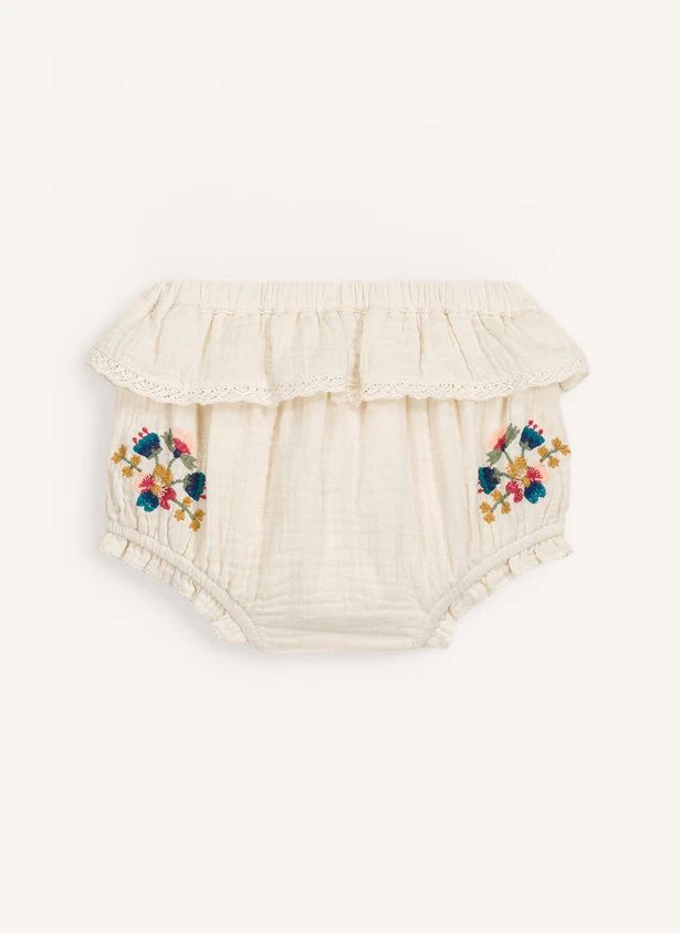 Ensemble Blouse et Bloomer Helia Gaze de Coton Bio | Crème