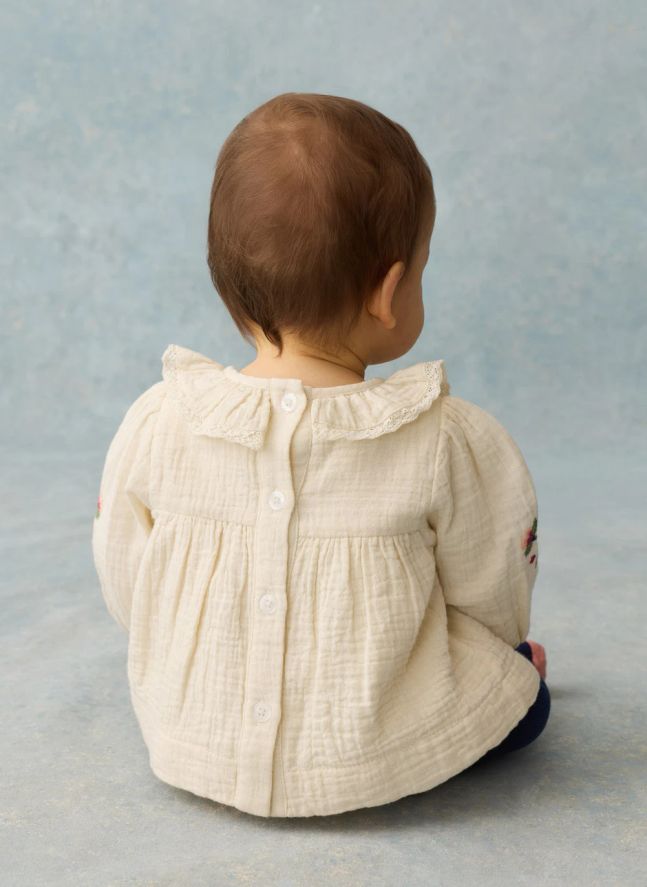 Ensemble Blouse et Bloomer Helia Gaze de Coton Bio | Crème