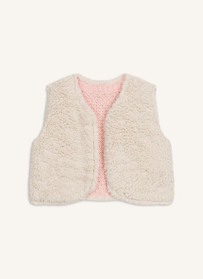 Chaqueta sin mangas reversible de lana Yolette | Rosa