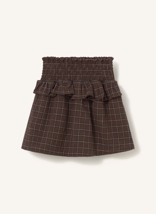 Jupe Baia Carreaux Coton Bio | Marron foncé