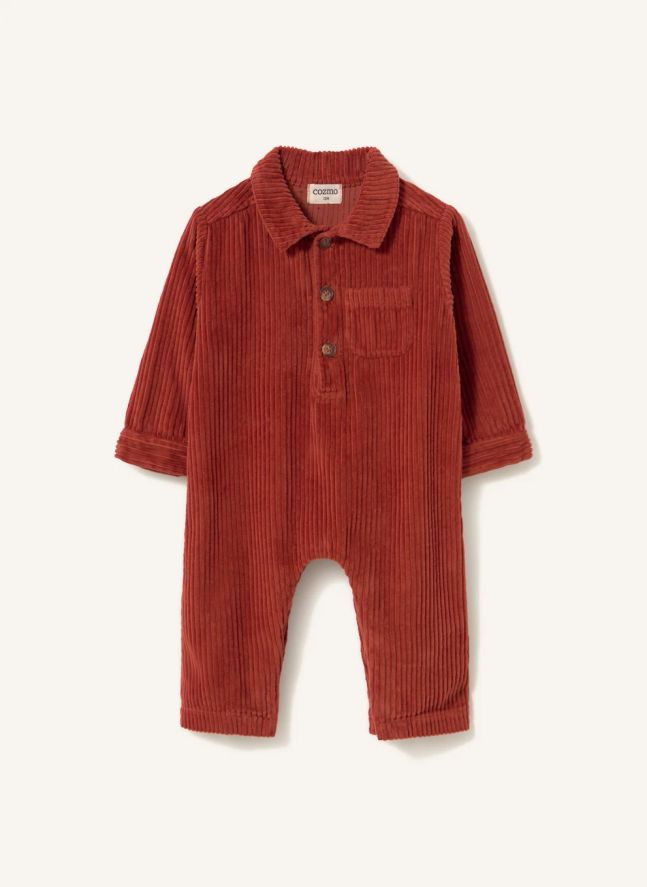 Combinaison Blai Velours Côtelé Coton Bio | Rouge foncé