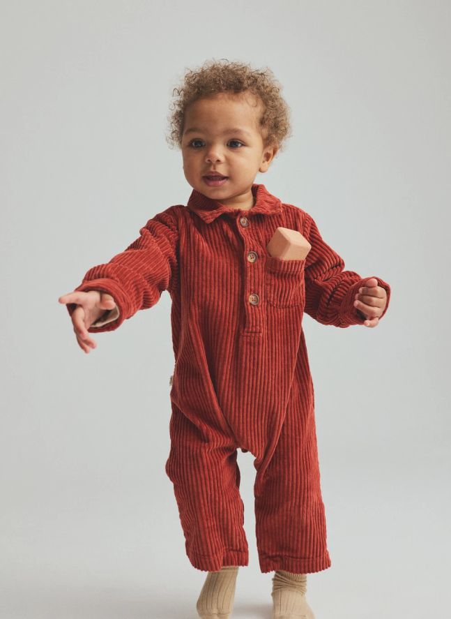 Combinaison Blai Velours Côtelé Coton Bio | Rouge foncé