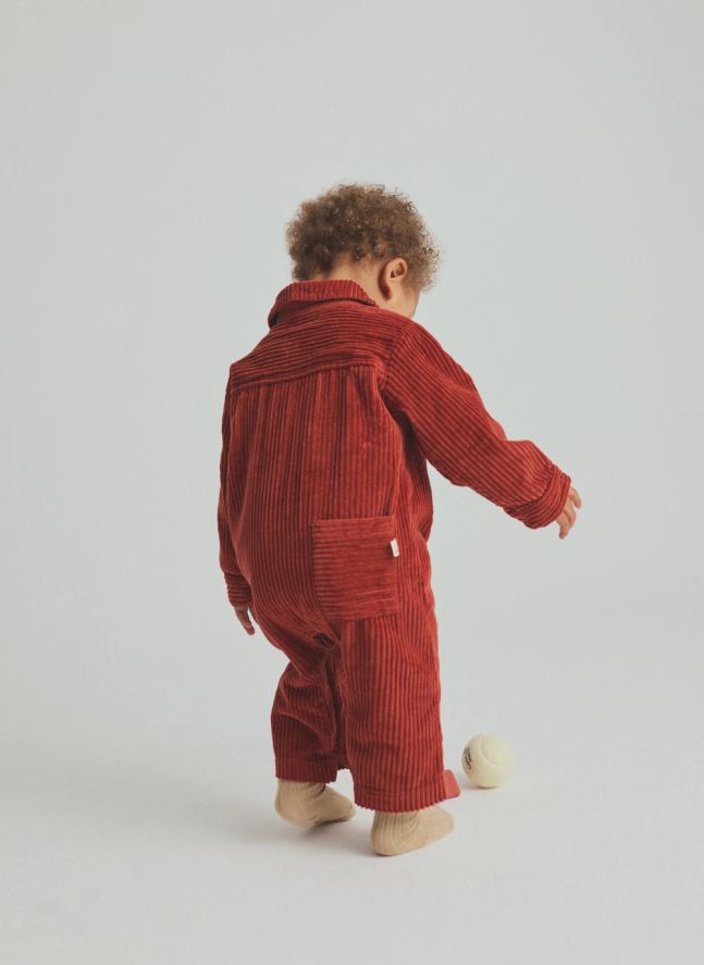 Combinaison Blai Velours Côtelé Coton Bio | Rouge foncé