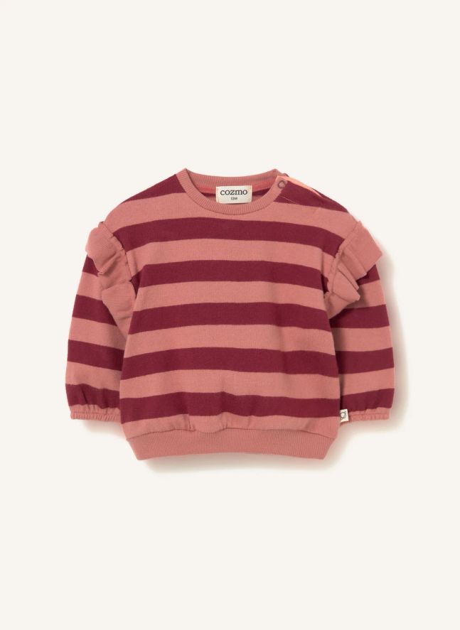 Pull Volants Denia Rayé | Bordeaux