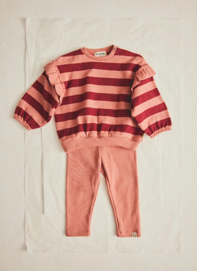 Pull Volants Denia Rayé | Bordeaux