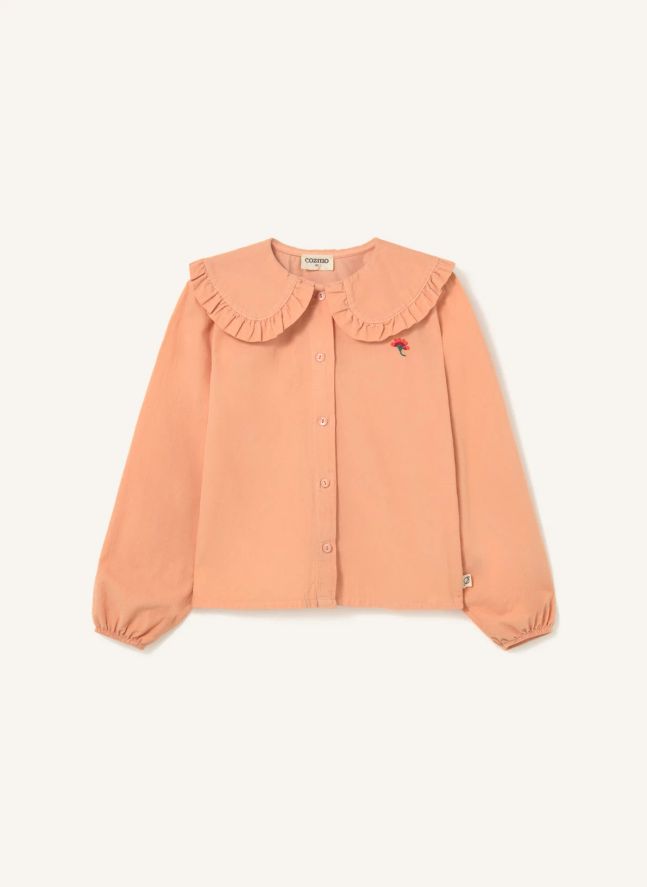 Blouse Col Claudine Fleur | Rose pêche