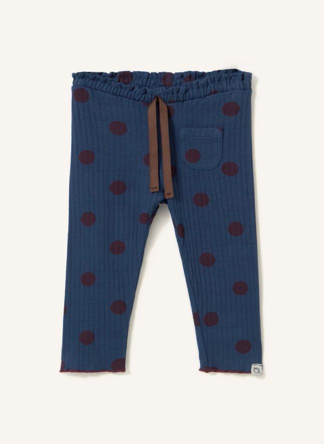 Legging Côtelé Mika Pois Coton Bio | Bleu marine