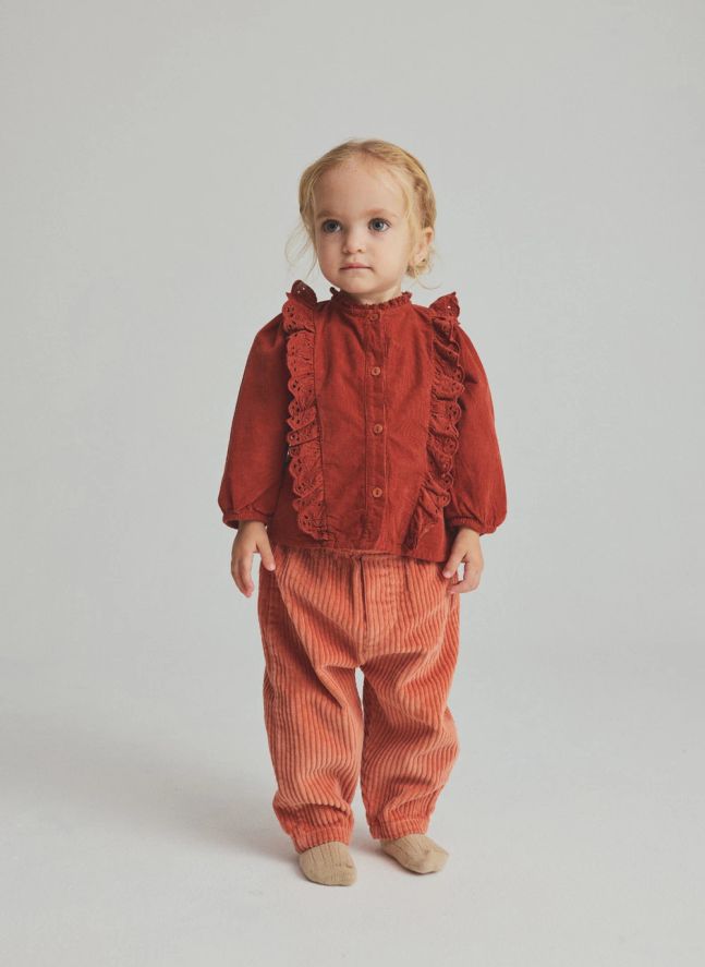 Pantalon Miki Velours Côtelé Coton Bio | Corail