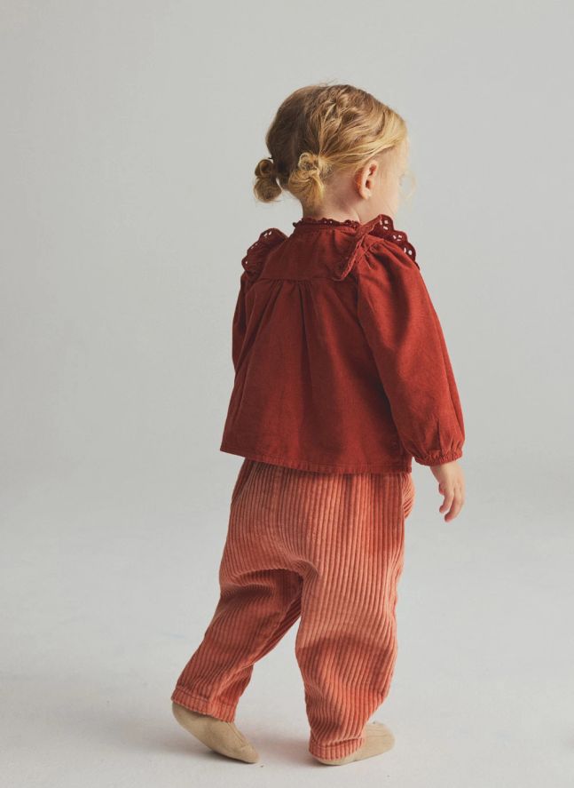 Pantalon Miki Velours Côtelé Coton Bio | Corail