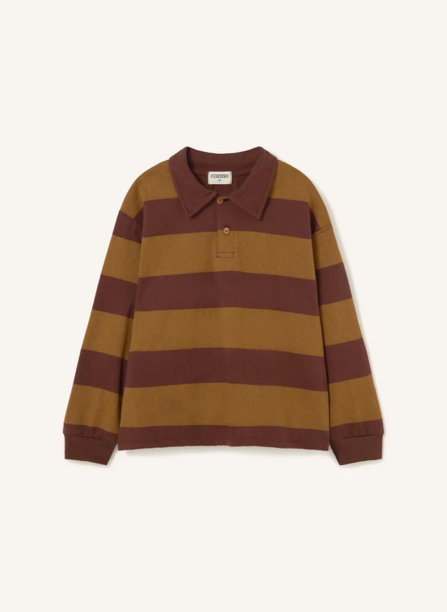 Polo Tauro Rayé Coton Bio | Chocolat