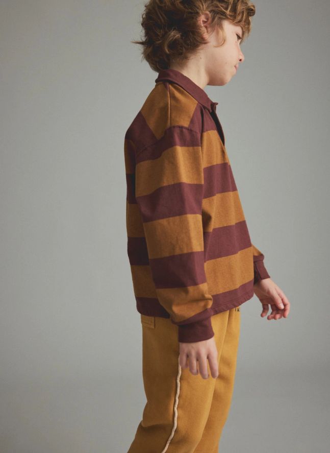 Polo Tauro Rayé Coton Bio | Chocolat