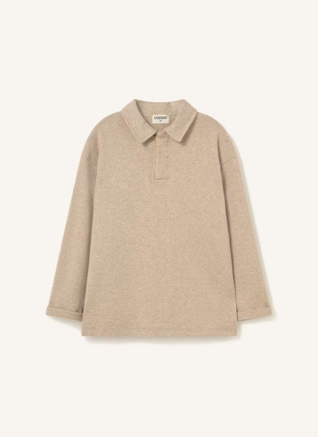 Pull Col Polo Timor | Beige chiné