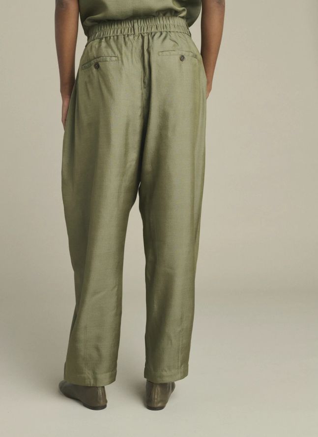 Pantalon Vernon Soie | Vert de gris