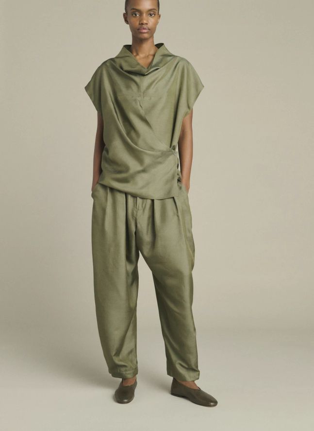 Pantalon Vernon Soie | Vert de gris