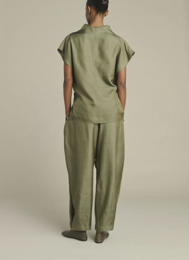 Pantalon Vernon Soie | Vert de gris