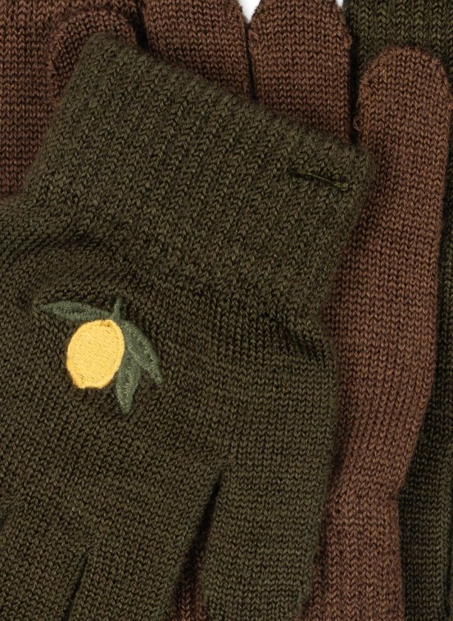 Lot de 2 Paires de Gants Filla Citrons Laine | Kaki
