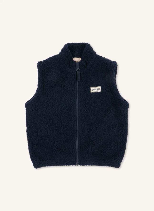 Veste Sans Manches Façon Sherpa Jody Solid Fibres Recyclées | Bleu foncé