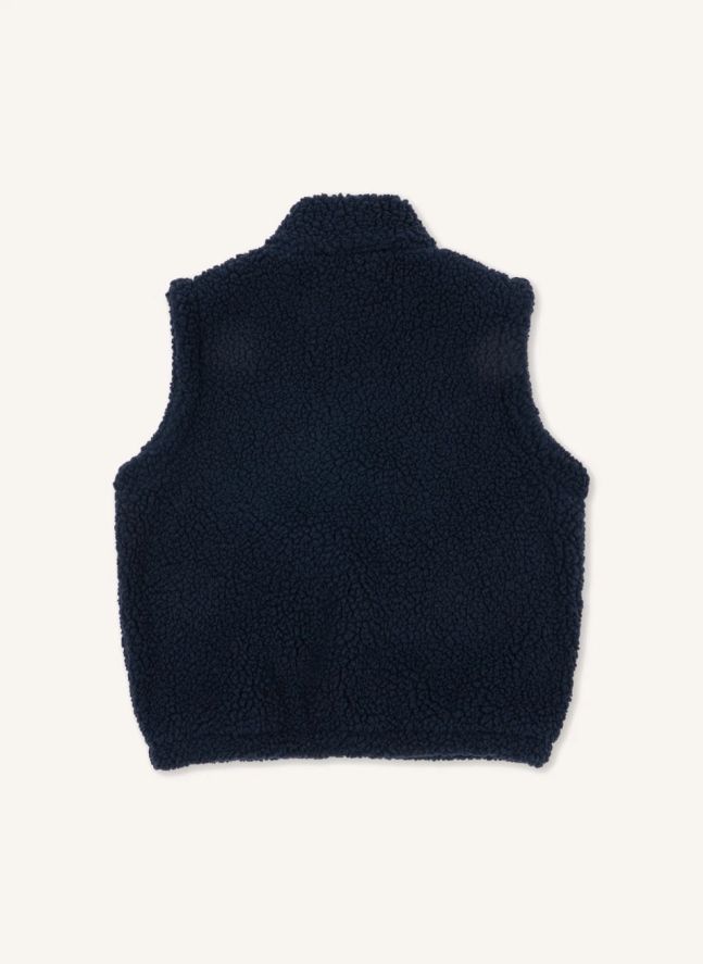 Veste Sans Manches Façon Sherpa Jody Solid Fibres Recyclées | Bleu foncé