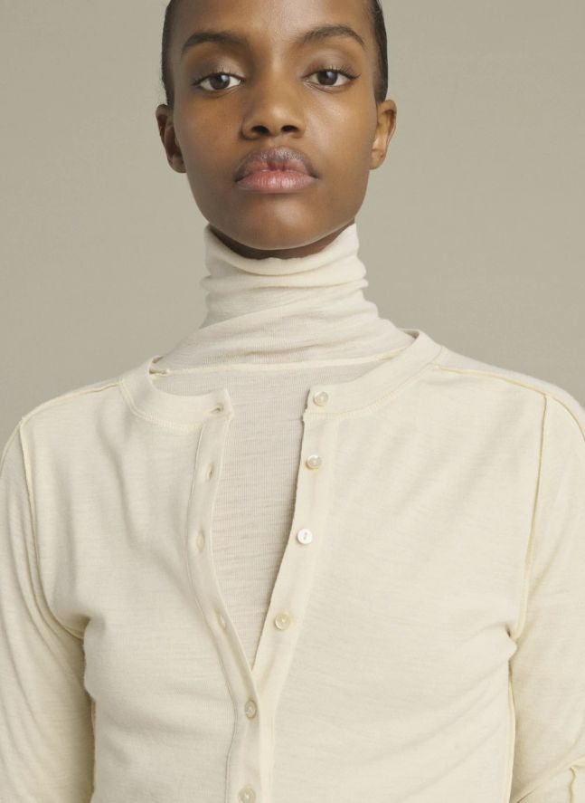 Cardigan Laos Laine | Ecru