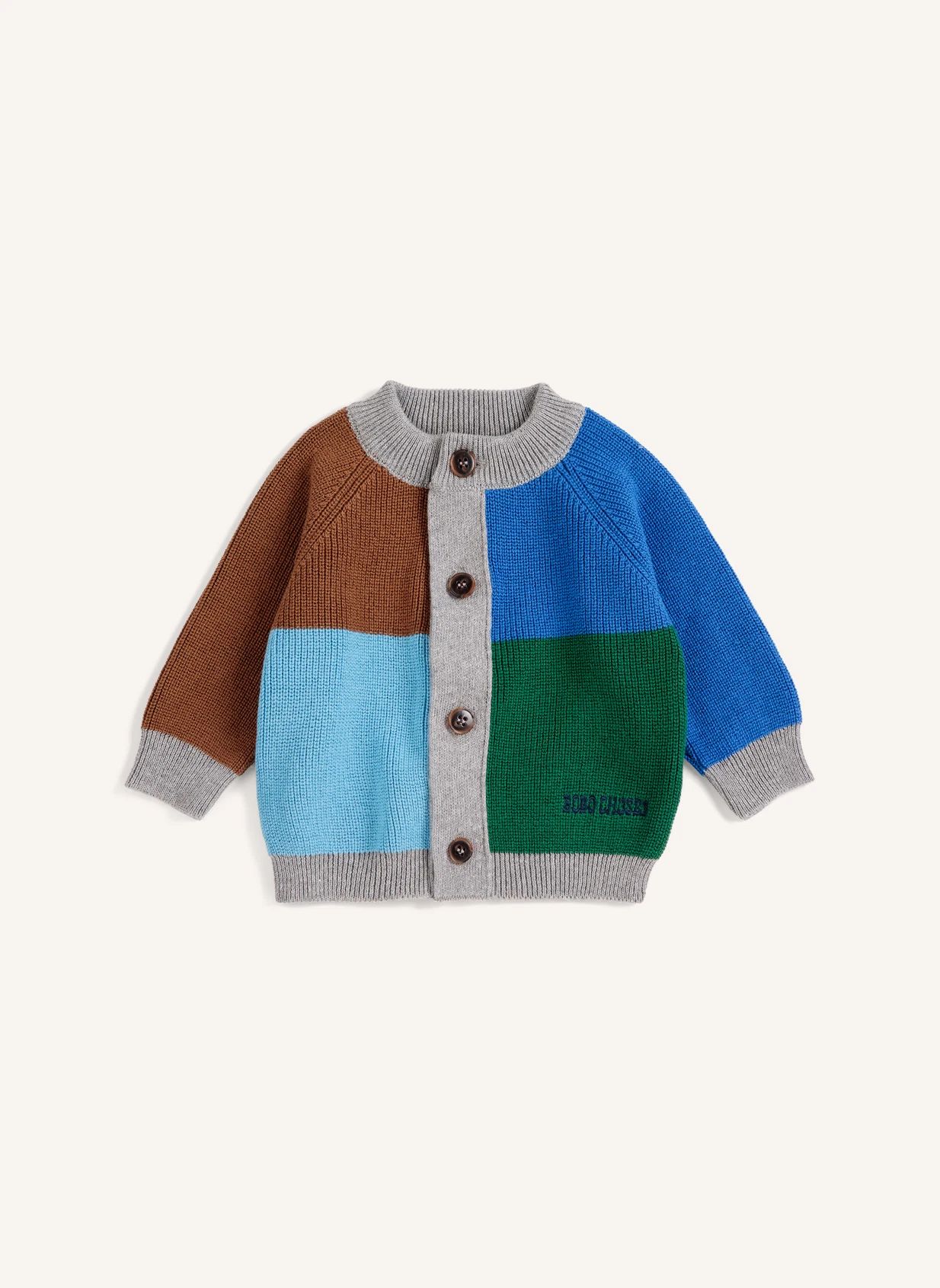 Cardigan Colorblock Coton Bio | Gris chiné- Image produit n°0