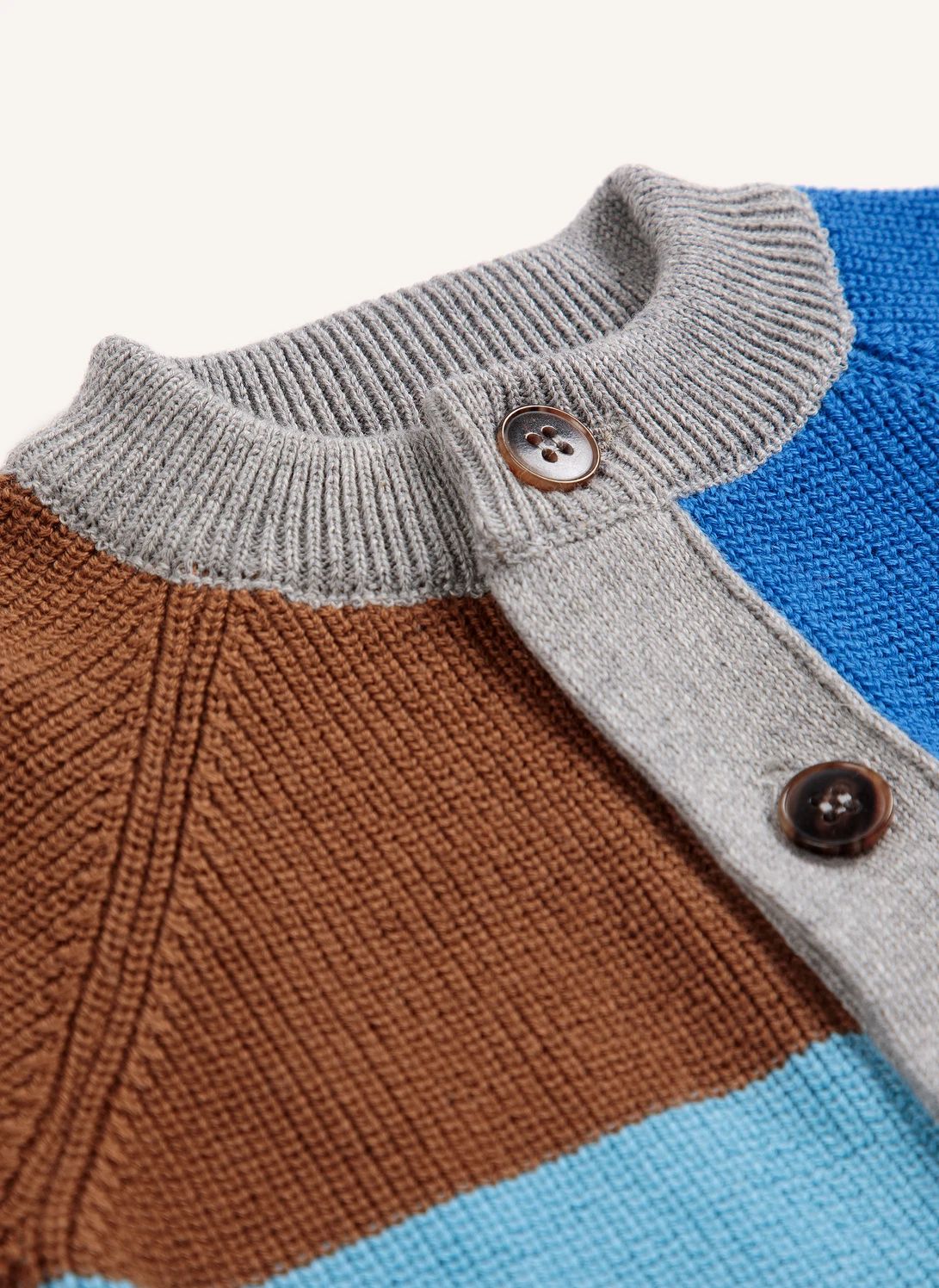 Cardigan Colorblock Coton Bio | Gris chiné- Image produit n°1