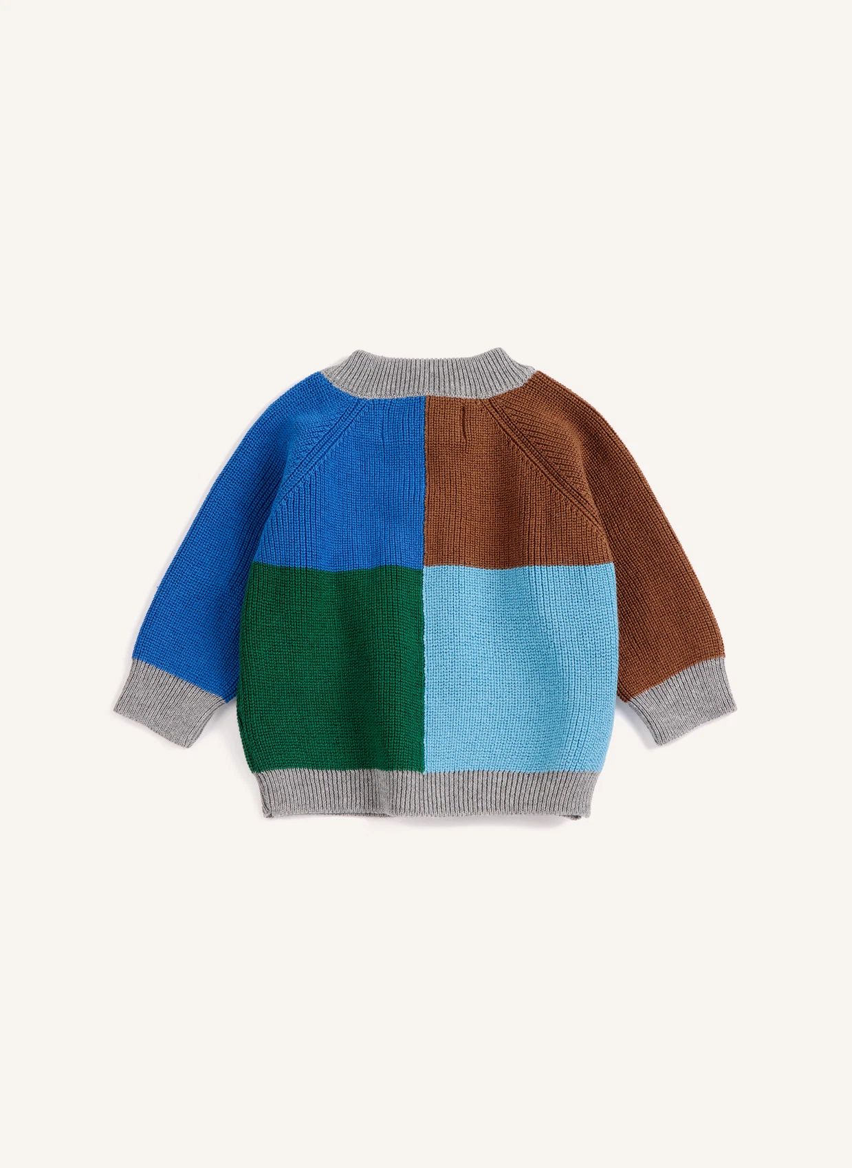 Cardigan Colorblock Coton Bio | Gris chiné- Image produit n°3