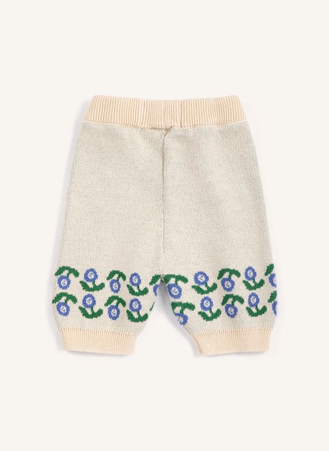 Pantalon Fleuri Maille Coton Bio | Ecru
