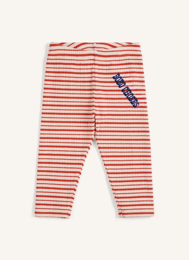 Legging Côtelé Rayé Coton Bio Bébé | Rouge