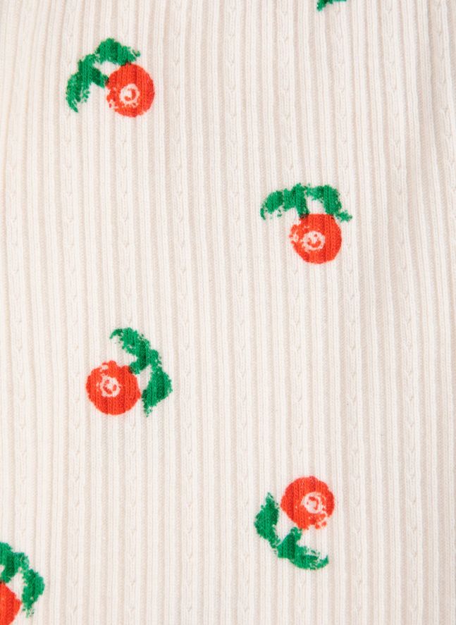 Legging Côtelé Fleuri Coton Bio | Ecru
