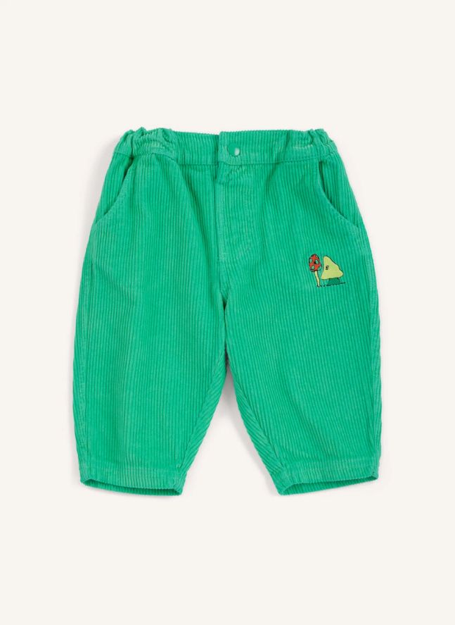 Pantalon Champignons Velours Côtelé Coton Bio | Vert