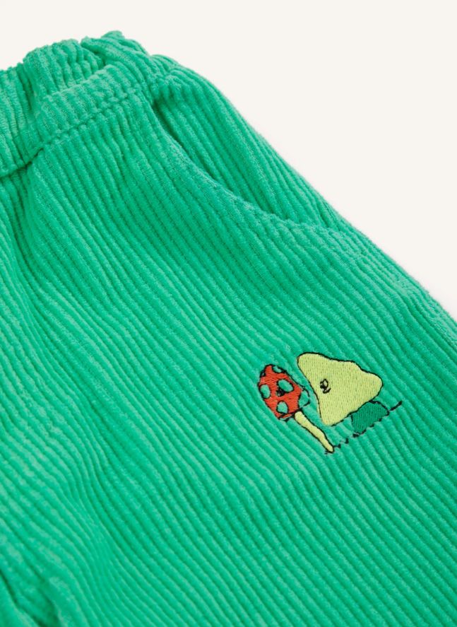 Pantalon Champignons Velours Côtelé Coton Bio | Vert