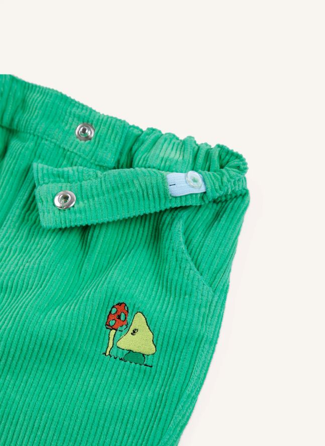 Pantalon Champignons Velours Côtelé Coton Bio | Vert