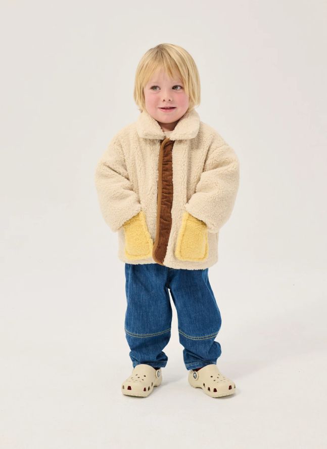 Veste Réversible Façon Sherpa Fibres Recyclées Bébé | Marron